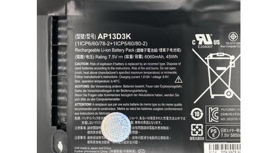 Аккумуляторная батарея для ноутбука Acer Acer AP13D3K Aspire S3-392G 7.5V Black 6060mAh Orig - фото 3