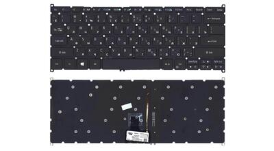 Клавиатура для ноутбука Acer Aspire R14 R5-471, R5-431T, R7-372T с подсветкой Black, (No Frame) RU