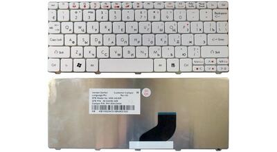 Клавіатура для ноутбука Acer Aspire One 521, 522, 532, 532H, 533, D255, D255E, D257, D260, D270, Happy, Happy2, eMachines 350, 355, em350, em355, Gateway LT21, LT27, LT28, Packard Bell NAV50, Dot S2, Dot SE, Dot SC, Dot SE3, PAV80 White RU
