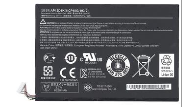 Аккумуляторная батарея для планшета Acer AP12D8K Iconia Tab W510 3.7V Black 7300mAh Orig