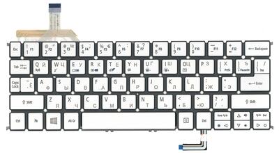 Клавіатура для ноутбука Acer Aspire S7-191, S7-391, S7-392 з підсвіткою (Light), Silver, (No Frame) RU - фото 2