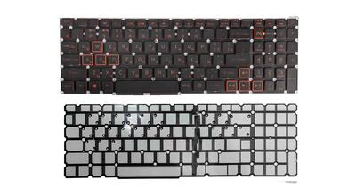 Клавиатура для ноутбука Acer Nitro 5 AN515-54 с подсветкой (Light Red), Black, (No Frame), RU