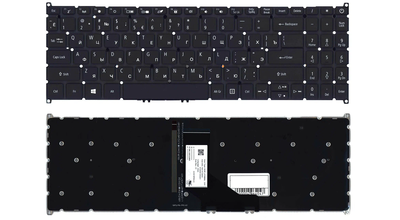 Клавиатура для ноутбука Acer Aspire (A514-52) Black, с подсветкой (Light), RU